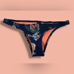 TRIANGL Womens Bikini Swim Bottom Size XS Floral Navy Blue Cheeky